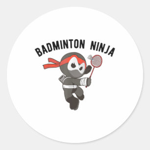 Adesivo Redondo Ninja Badminton, Birdie Sport Tee Roupa_1