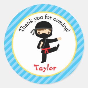 Adesivo Redondo Ninja Birthday Stickers Personalizados Boy Favors