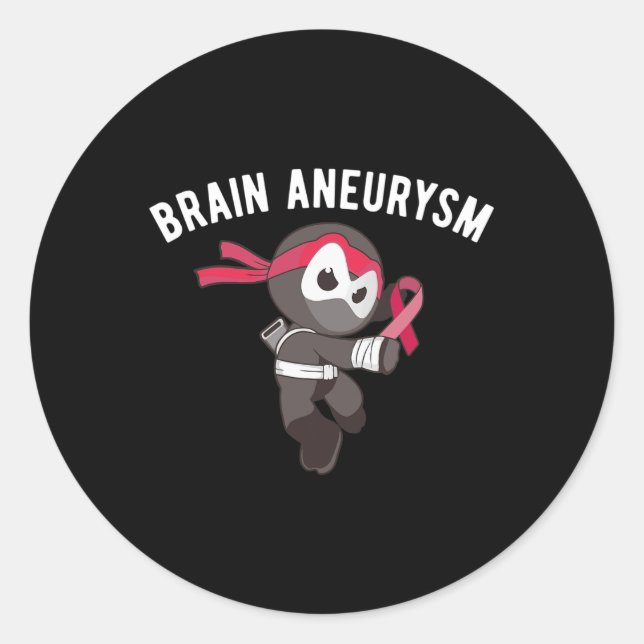 Adesivo Redondo Ninja Brain Aneurysm Sensibilização Artes Marciais (Frente)