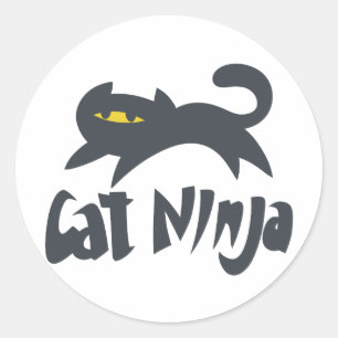 Adesivo Redondo Ninja Cat. - Escolher cor de fundo