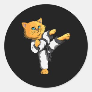 Adesivo Redondo Ninja Cat Karate Martial Arts Taekwondo Proprietár