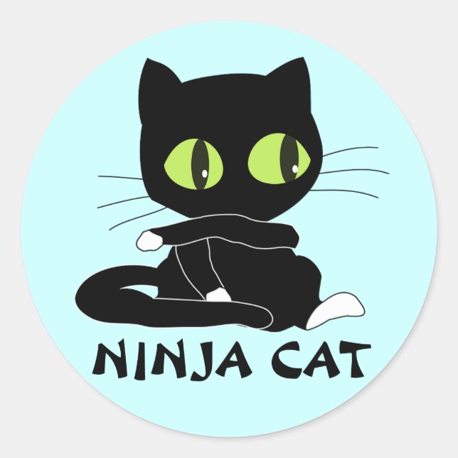 Adesivo Redondo Ninja Cat Stickers (Frente)