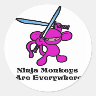 Adesivo Redondo Ninja cor-de-rosa aéreo