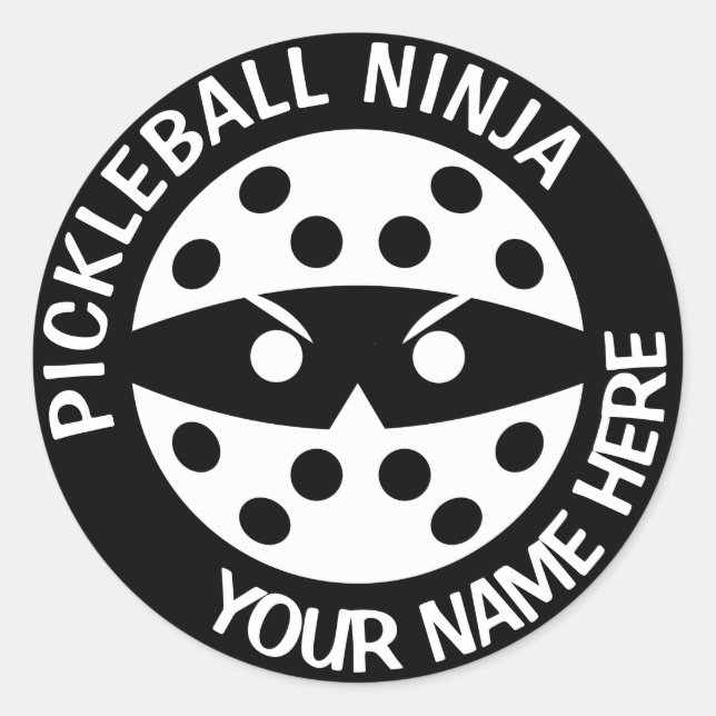Adesivo Redondo Ninja de Pickleball Personalizado (Frente)
