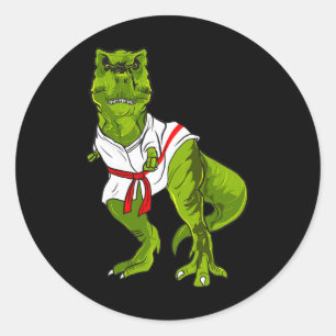 Adesivo Redondo Ninja Dinossaur Artes Marciais Engraçado Judo Kara