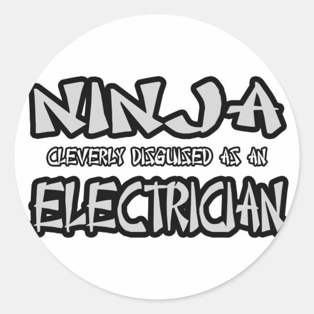 Adesivo Redondo Ninja... eletricista (Frente)