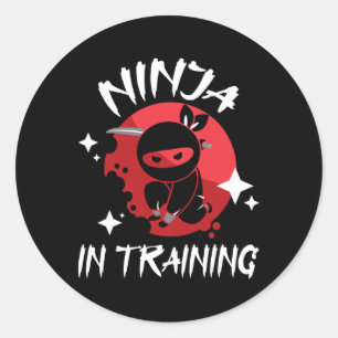 Adesivo Redondo Ninja Em Treinamento - Karate Taekwondo Mistura Ma