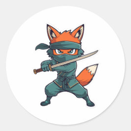 Adesivo Redondo Ninja Fox Sticker – Cute Fox Vinyl Decal