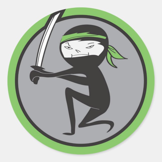 Adesivo Redondo Ninja Green Belt Stickers (Frente)