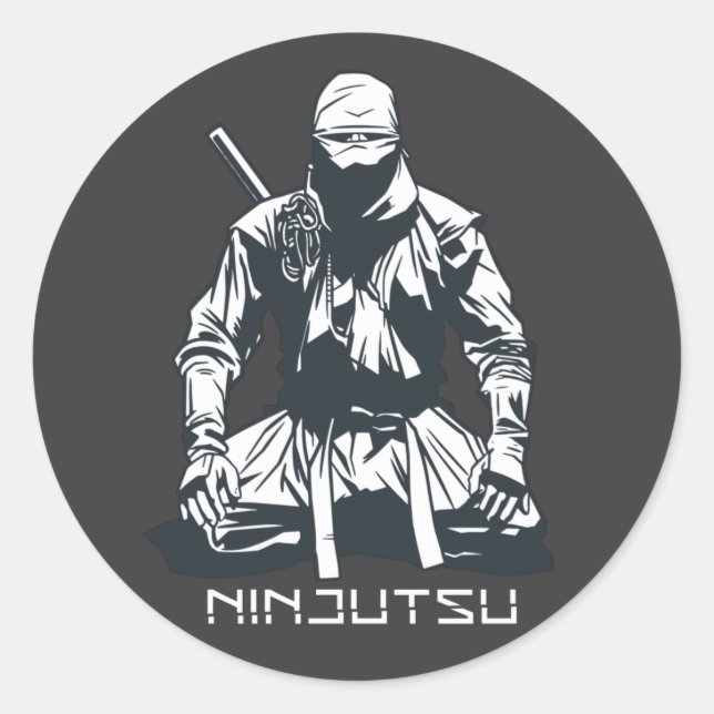 Adesivo Redondo Ninja Japonês Ninjutsu Assassin Design (Frente)