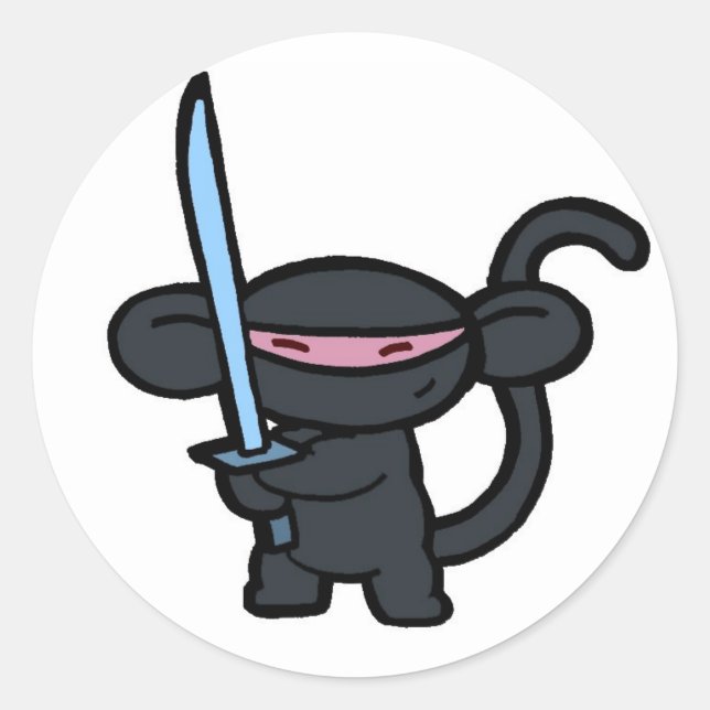 Adesivo Redondo Ninja Negra com Espada - Sem Palavras (Frente)