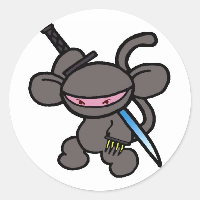 Adesivo Redondo Ninja Negra - Sem Palavras (Frente)