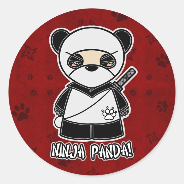 Adesivo Redondo Ninja Panda! No Red Sticker (Frente)