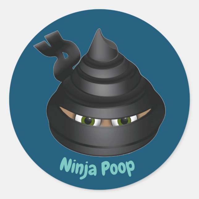 Adesivo Redondo Ninja Poop Emoji (Frente)