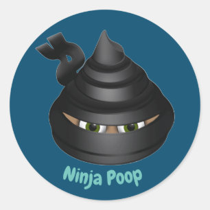 Adesivo Redondo Ninja Poop Emoji