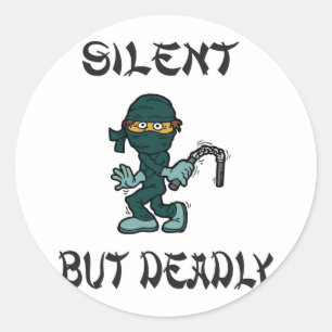 Adesivo Redondo Ninja silencioso mas mortal Fart