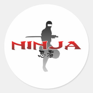 Adesivo Redondo Ninja Silhouette