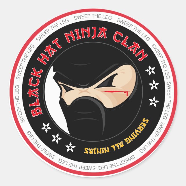 Adesivo Redondo Ninja Sticker Preto (Frente)