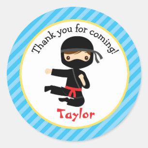 Adesivo Redondo Ninja Stickers (Festa de aniversário Blue Boy Ninj