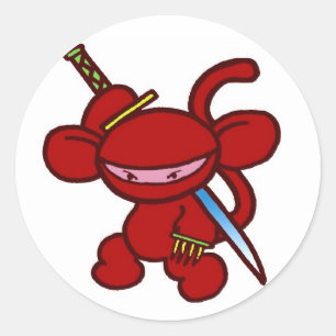 Adesivo Redondo Ninja vermelho Garra-Nenhumas palavras
