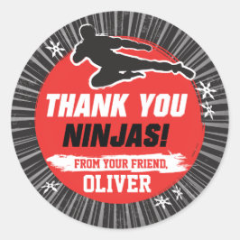 Adesivo Redondo Ninja Warrior Artes Marciais Aniversário Obrigado