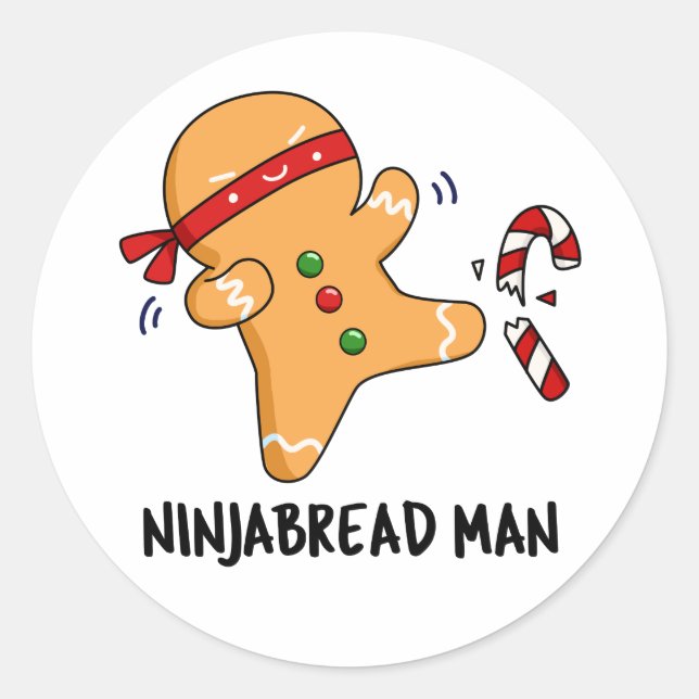 Adesivo Redondo Ninjabread Man Funny Gingerpão Pun (Frente)
