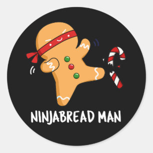 Adesivo Redondo Ninjabread Man Funny Gingerpão Pun Dark BG