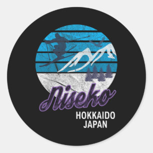 Adesivo Redondo Niseko Hokkaido Island Japan Ski Resort Snowboardi