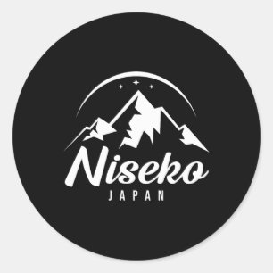 Adesivo Redondo Niseko Japan Ski Resort Skiting Snowboard