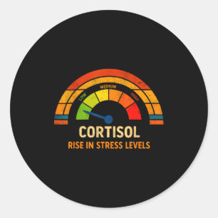 Adesivo Redondo Níveis baixos de cortisol engraçados v meme Níveis