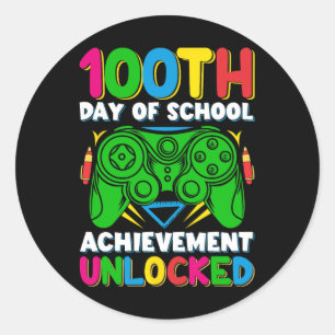 Adesivo Redondo Nível 100 Dia Da Escola Desbloqueou O Jogador 100
