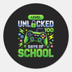 Adesivo Redondo Nível 100 Dias De Escola Desbloqueado Jogo De Víde