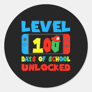 Adesivo Redondo Nível 100 Dias De Escola Desbloqueado Video Games