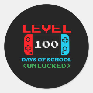 Adesivo Redondo Nível 100 Dias De Escola Desbloqueados 3