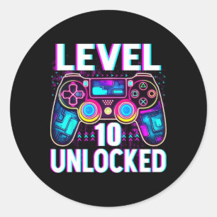 Adesivo Redondo Nível 10 Camisa Desbloqueada Geek 10t de jogador d
