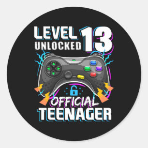 Adesivo Redondo Nível 13 Desbloqueado Vídeo Jogo Oficial Adolescen