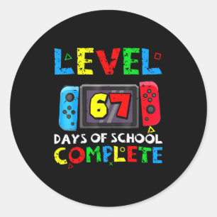 Adesivo Redondo Nível 67 Dias De Escola Completo Seis Sete Meme Ki