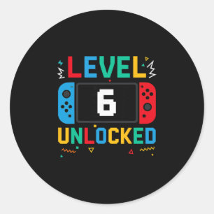 Adesivo Redondo Nível 6 Desbloqueado Aniversário Vídeo Gamer 6º An