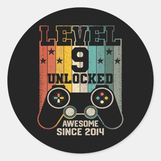 Adesivo Redondo Nível 9 Desbloqueado Espetacular 2014 Jogo de Víde (Frente)