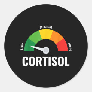 Adesivo Redondo Nível Baixo de Cortisol Gráfico Engraçado de Estre