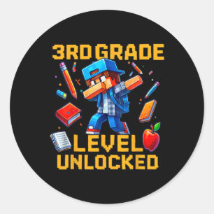 Adesivo Redondo Nível da 3ª Série Desbloqueado Dabbing Boys Gamer