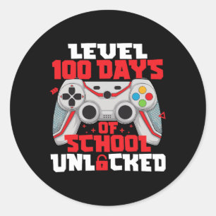 Adesivo Redondo Nível De Controlador De Jogo 100 Dias De Escola De