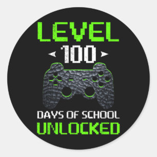 Adesivo Redondo Nível De Controlador De Jogo 100 Dias De Escola De