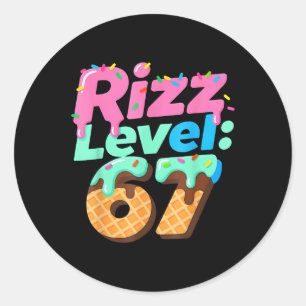Adesivo Redondo Nível de Rizz 67 Sorvete Drip Six Seven Para Todos