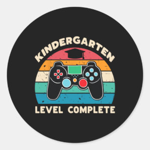 Adesivo Redondo Nível do jardim de infância Gamer Boy Kinder Gradu