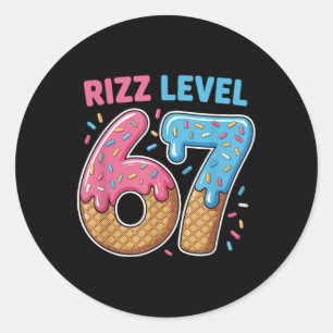 Adesivo Redondo Nível Rizz 67 Gíria Alfa Geração 67º Número Sorvet