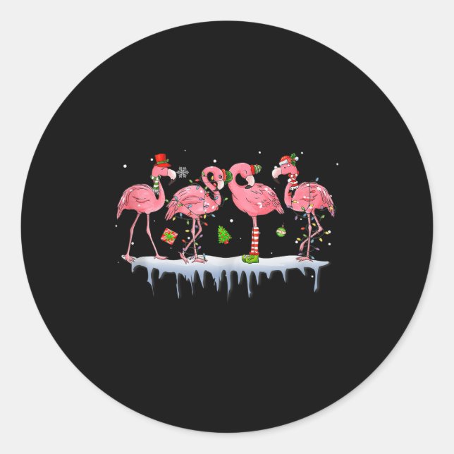 Adesivo Redondo Nk Flamingo Hat Santa Merry Christmas Lights Women (Frente)