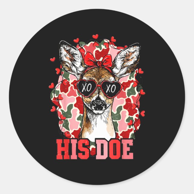 Adesivo Redondo Nk His Doe Camo Deer Hunting Camouflage Matching C (Frente)