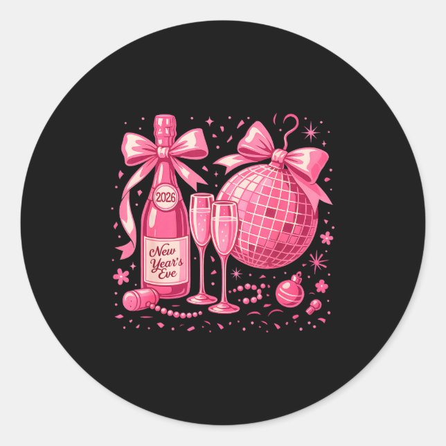 Adesivo Redondo Nk New Year's Eve 2026 Disco Champagne Party  (Frente)