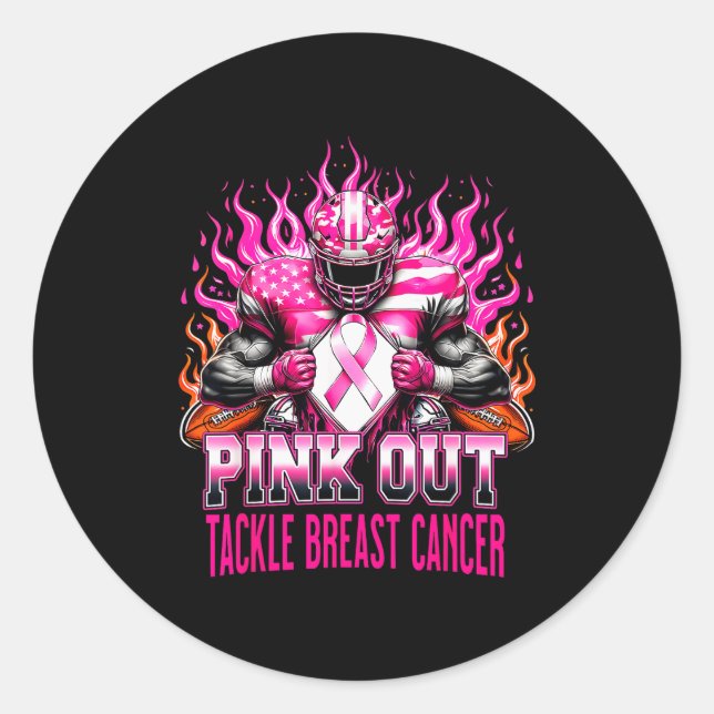 Adesivo Redondo Nk Out Tackle Football Breast Cancer Awareness Men (Frente)
